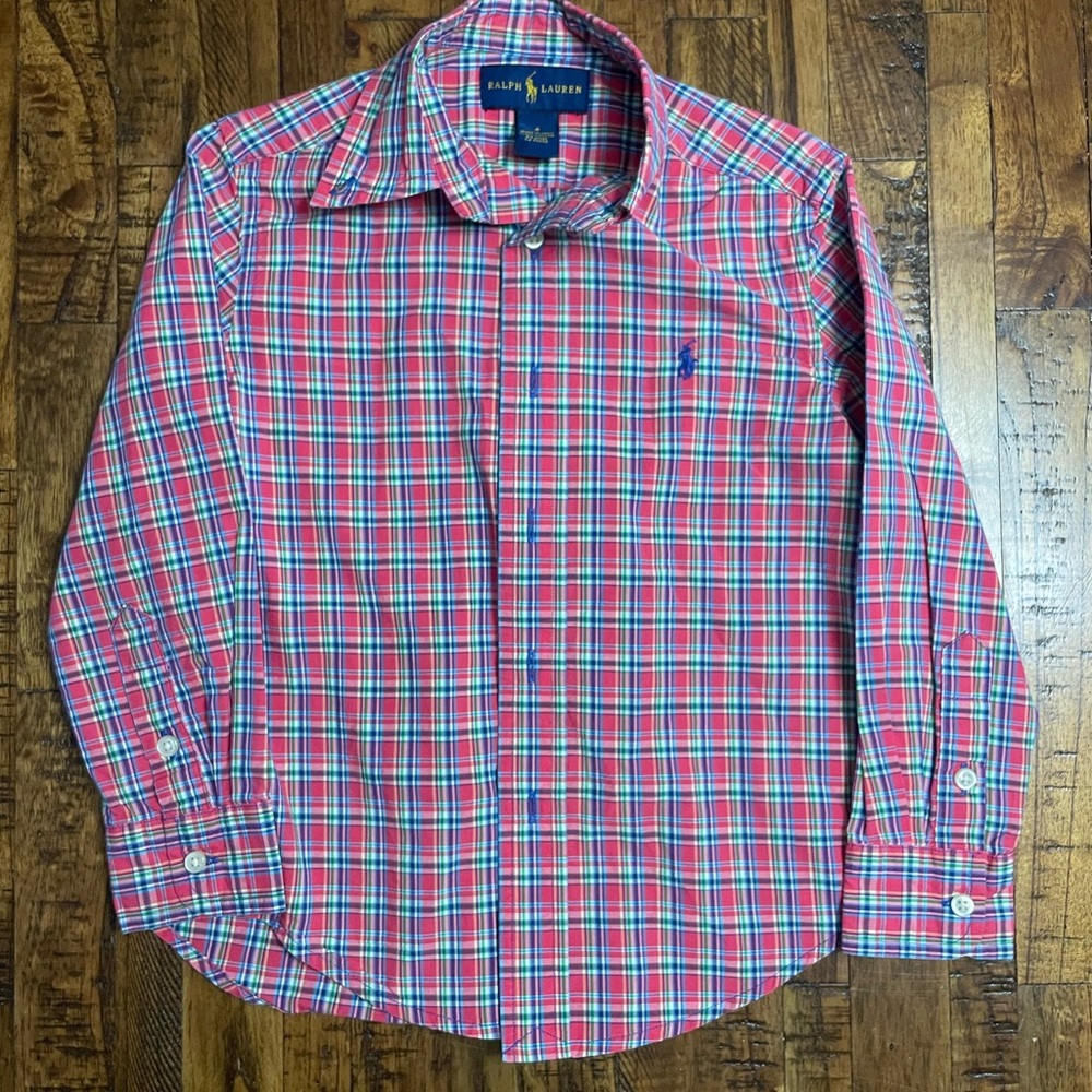 Ralph Lauren Kids Plaid Button Down Shirt - Blue pink green plaid